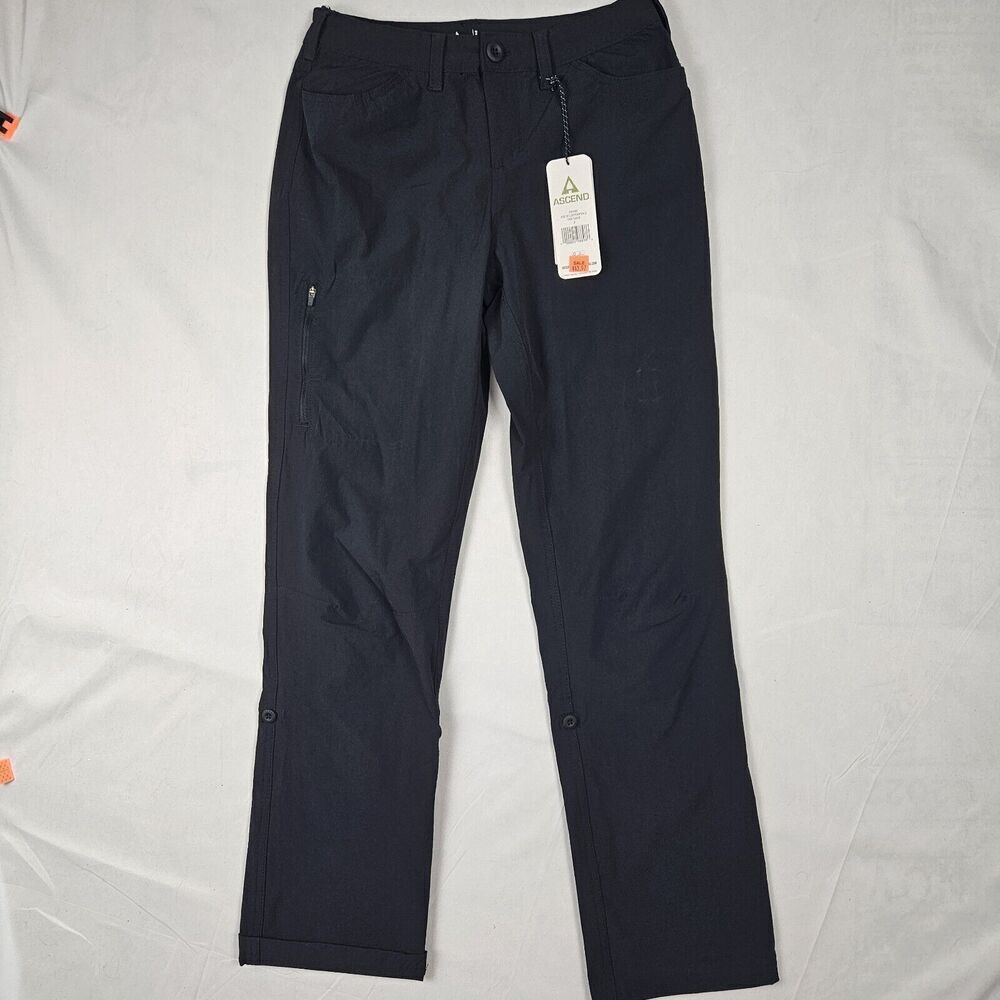 Ascend Womens Cargo Pants Black Nylon/Spandex Stretch Size 2 Hiking Utility Trek
